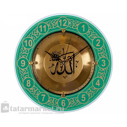 Часы "Аллах", зеленый циферблат